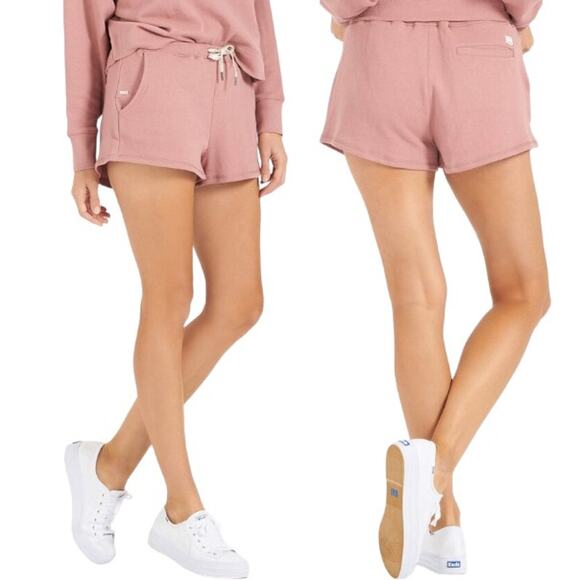 Vuori Sunnyside Pull On Cotton Drawstring Relaxed Mini Shorts Burnt Clay Large - Picture 2 of 15